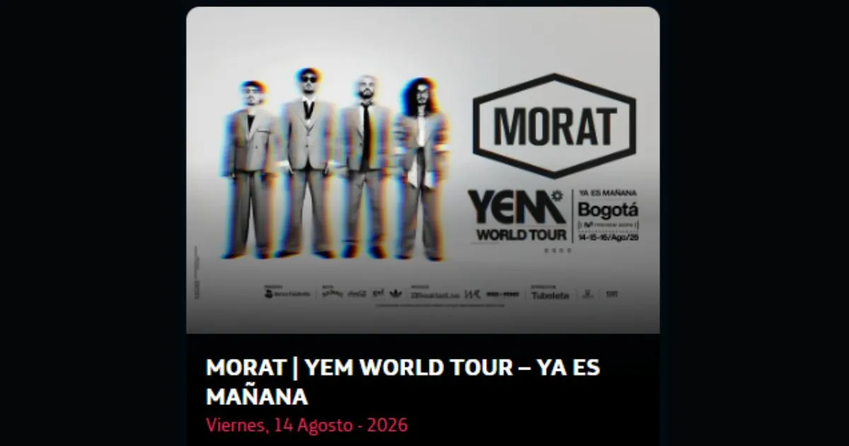 Morat llega en concierto al Movistar Arena en Bogotá ¡Agéndate y disfruta con sus grandes éxitos en agosto de 2026!
